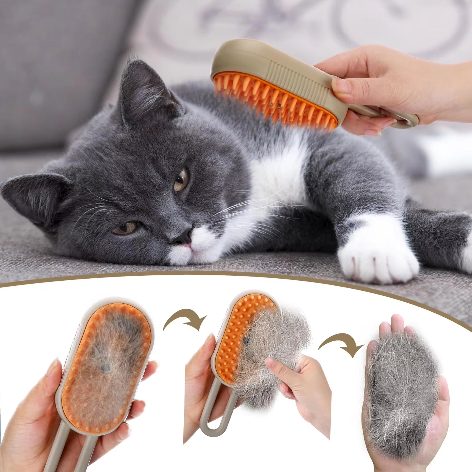 Pet Steam Brush Steam Cats Comb Electric Sprayer for Massage Wool Cat Brush Vaporizer Hair Removal Grooming Pets Accessories