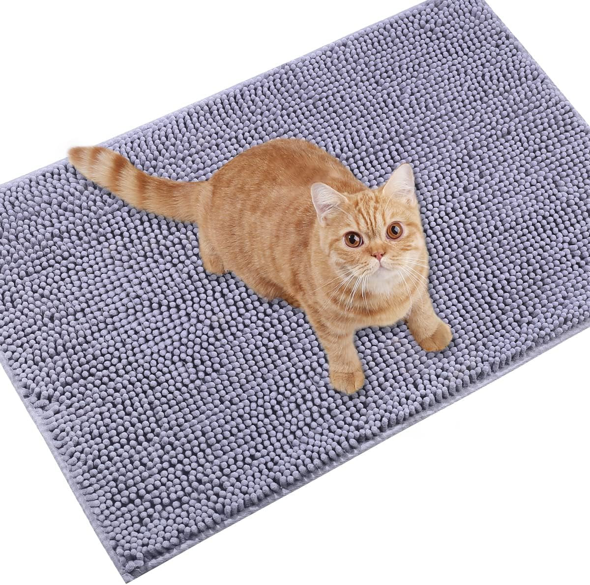 Cat Litter Mat, Litter Trapping Mat, 35"× 25" Cat Kitty Litter Rug with Waterproof Back, Super Soft for Cat'S Paws, Machine Washable, Grey